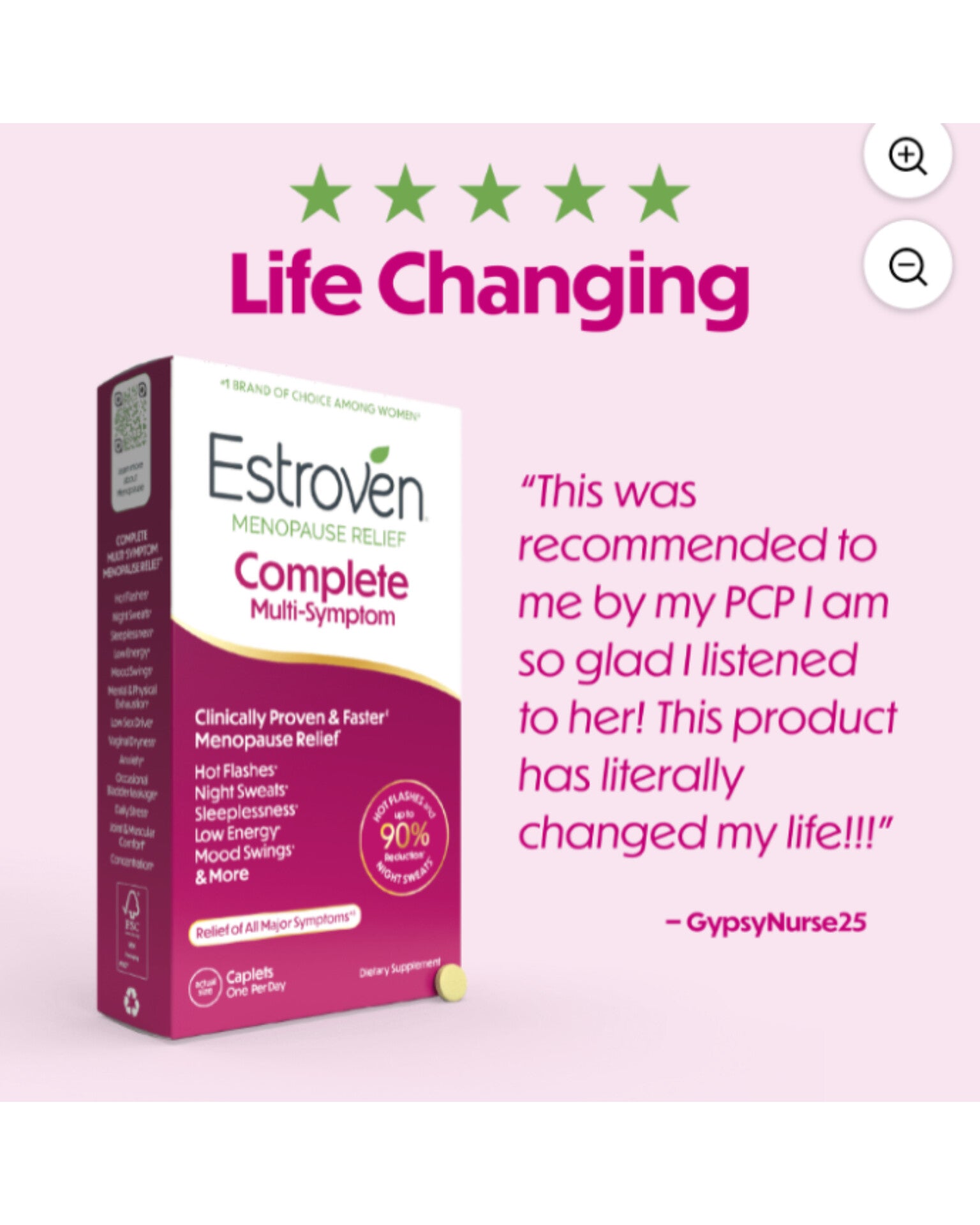 Dietary supplement for menopause relief.